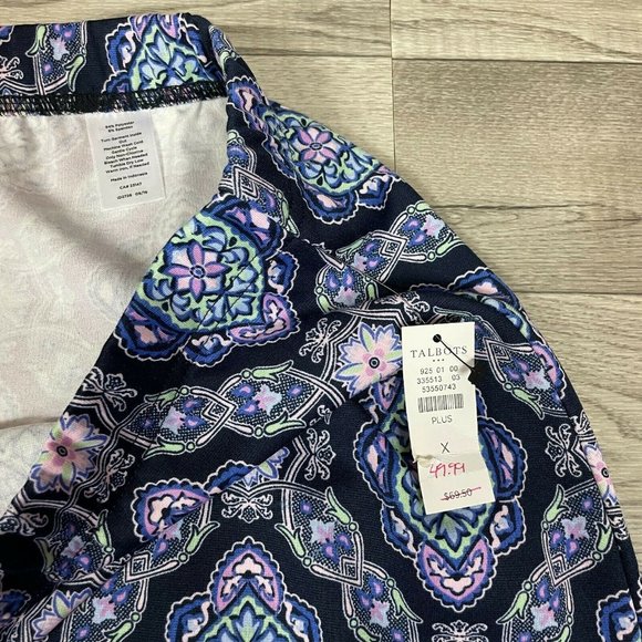 Talbots A-Line Navy Blue Pattern Knit Stretch Skirt sz X - Picture 4 of 6